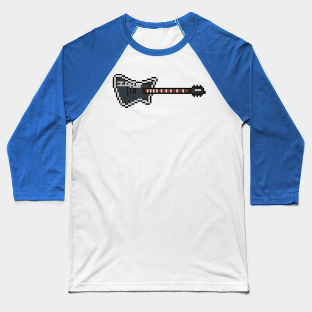 Pixel Black Riggs Vertigo Guitar Baseball T-Shirt by gkillerb
